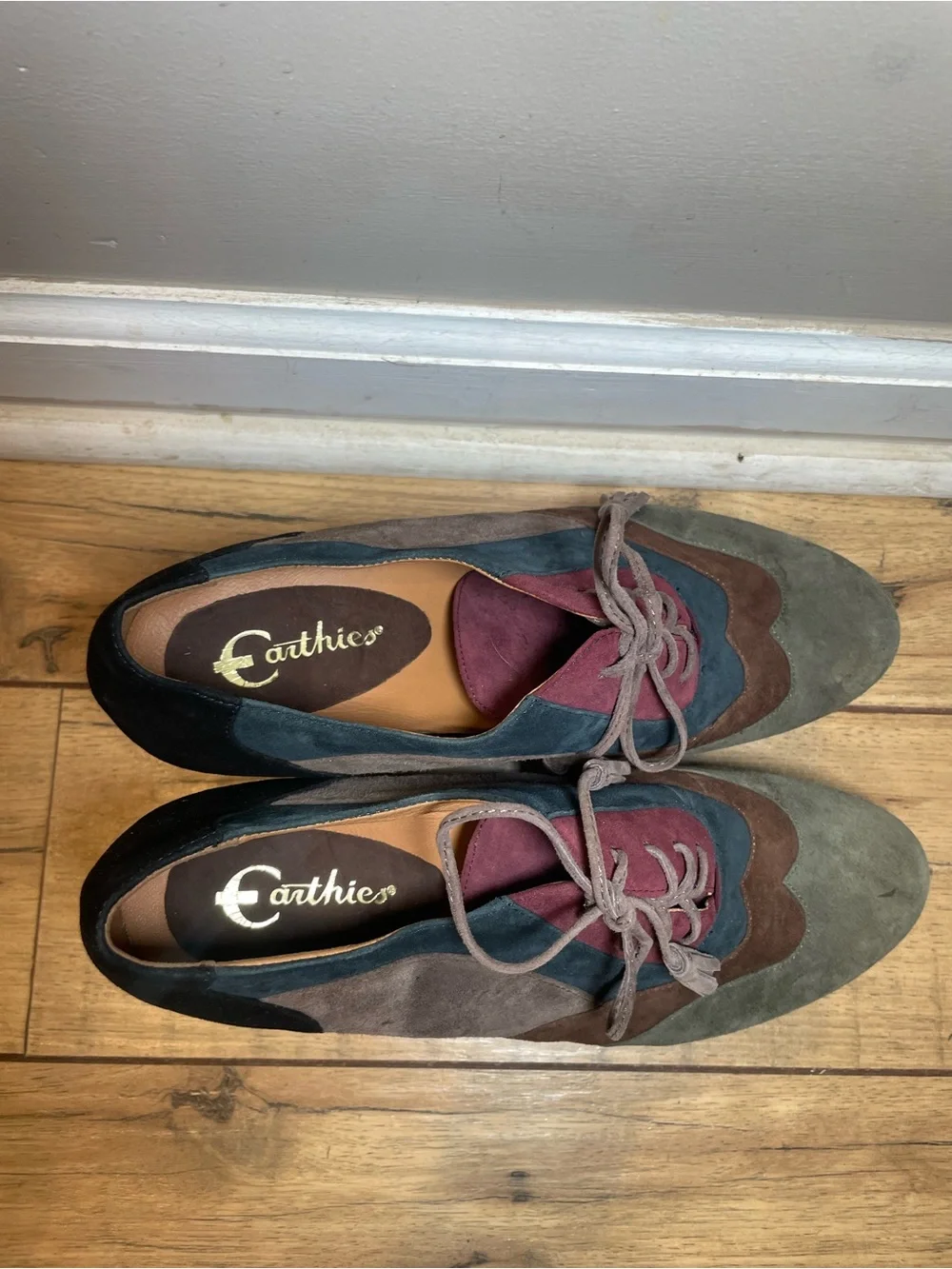 Earthies Multicolor Suede Lace-Up Platform Bootie